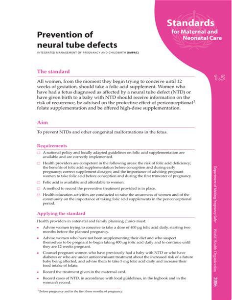 Neural Tube Defects Prevention